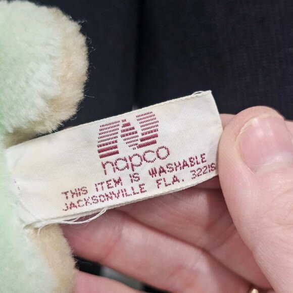 VTG 80s Napco Small Teddy Bear 2 Sided Green Beige 4.5" Miniature Pastel Korea - Picture 6 of 8